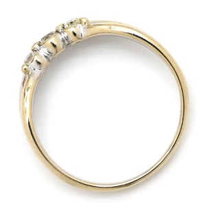 リング 指輪 ダイヤリング K10WG シルバー 3P 3粒  中古