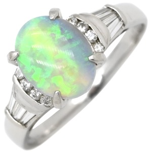 リング 指輪 オパール ダイヤリング Pt900 シルバー 中古