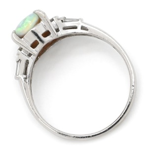 リング 指輪 オパール ダイヤリング Pt900 シルバー 中古