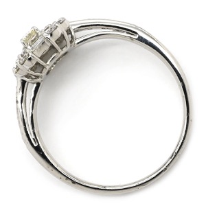 リング 指輪 バゲットカット パヴェリング Pt900 シルバー ダイヤリング  中古