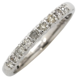 リング 指輪 ダイヤリング K14WG シルバー WG 14K ダイヤモンド 一文字  中古