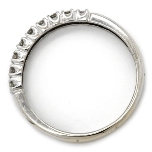 リング 指輪 ダイヤリング K14WG シルバー WG 14K ダイヤモンド 一文字  中古