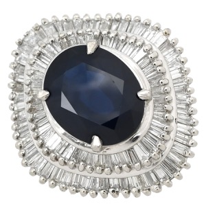 リング 指輪 ブルーサファイア ダイヤリング Pt900 シルバー 青  中古