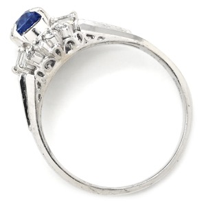 リング 指輪 ブルーサファイア ダイヤ リング Pt900 ブルー 青 プラチナム オーバル  中古