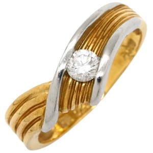 リング 指輪 ダイヤ コンビリング K18YG ゴールド 1P 1粒ダイヤ   中古