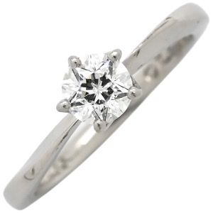 リング 指輪 ダイヤ 立爪リング Pt950 シルバー 1石 1粒 イニシャル入り  中古