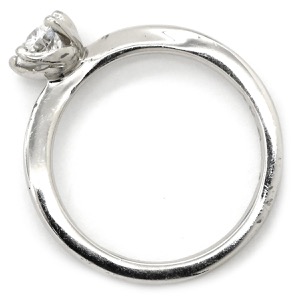 リング 指輪 ダイヤ 立爪リング Pt950 シルバー 1石 1粒 イニシャル入り  中古