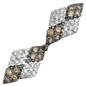 ペンダントトップ K18WG シルバー Au750 18K 18金 ネックレストップ ブラウン ダイヤ ひし形 ドロップ  中古