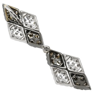 ペンダントトップ K18WG シルバー Au750 18K 18金 ネックレストップ ブラウン ダイヤ ひし形 ドロップ  中古