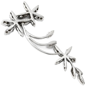 ペンダントトップ K18WG シルバー Au750 18K 18金 ネックレストップ ブラウン ダイヤ フラワーモチーフ  中古