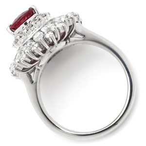 リング 指輪 ルビー ダイヤ リング Pt900 レッド 赤 プラチナム オーバル パヴェ  中古