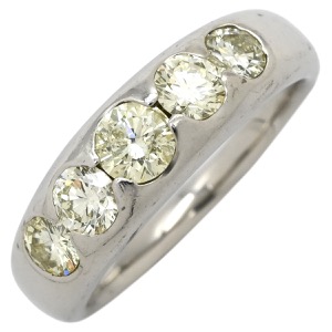 リング 指輪 ダイヤリング Pt900 シルバー 5連ダイヤ 5粒 5p Pt900 プラチナ ダイヤモンド  中古