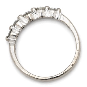 リング 指輪 ダイヤリング K18WG シルバー 5P 5粒 一文字  中古