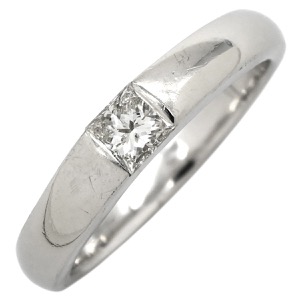 リング 指輪 Pt900 シルバー プラチナム 1P 1石 1粒 プリンセスカット ダイヤ マリッジ ブライダルリング フラッシュセッティング  中古