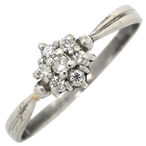 リング 指輪 ダイヤモンド リング Pt900 シルバー プラチナム ダイヤ フラワーモチーフ 花  中古