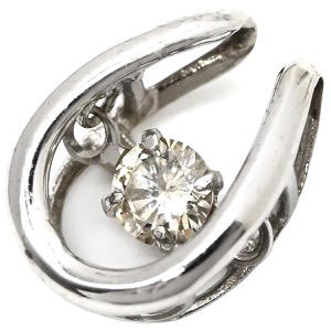 ペンダントトップ ダイヤ ペンダントトップ K18WG シルバー 1P 1粒 ペンダントヘッド 18K 18金 750  中古