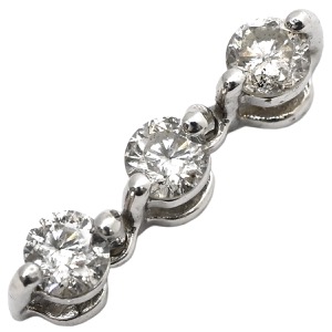 ペンダントトップ K18WG シルバー Au750 18K 18金 3連ダイヤ 3P 3石 3粒 ドロップ トリロジー  中古