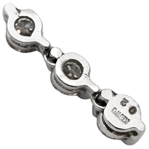 ペンダントトップ K18WG シルバー Au750 18K 18金 3連ダイヤ 3P 3石 3粒 ドロップ トリロジー  中古