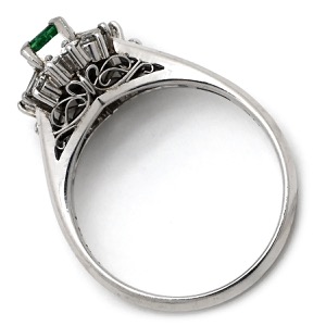 リング 指輪 エメラルド ダイヤモンド リング Pt900 シルバー グリーン 緑 スクエア  中古