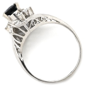 リング 指輪 ブルーサファイア ダイヤリング Pt900 シルバー 青 Pm900  中古