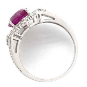 リング 指輪 ルビー ダイヤリング Pt950 シルバー レッド 赤  中古