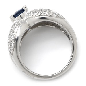 リング 指輪 ブルーサファイア ダイヤ リング Pt900 シルバー 青 プラチナ  中古