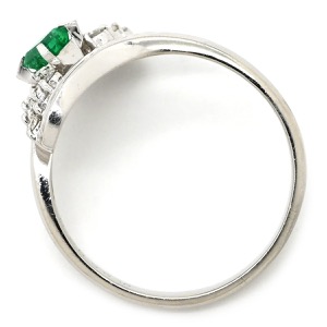 リング 指輪 エメラルド ダイヤモンド リング Pt850 シルバー グリーン 緑 Pt850  中古