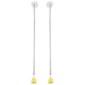 ピアス Pt950 イエロー プラチナム 1P 1石 1粒 イエローダイヤ 黄色 ドロップ スイング チェーン 雫型 しずく 涙型  中古