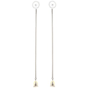 ピアス Pt950 イエロー プラチナム 1P 1石 1粒 イエローダイヤ 黄色 ドロップ スイング チェーン 雫型 しずく 涙型  中古