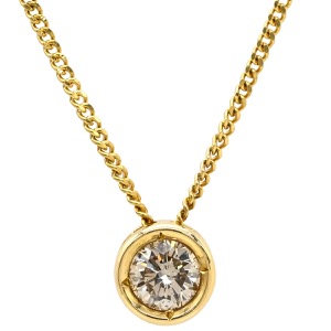 ネックレス ダイヤペンダント K18YG ゴールド 750 18K 1P 1粒ダイヤ YG  中古