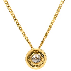 ネックレス ダイヤペンダント K18YG ゴールド 750 18K 1P 1粒ダイヤ YG  中古