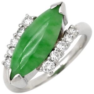 リング 指輪 ヒスイ ダイヤリング Pt900 シルバー 翡翠 グリーン  中古