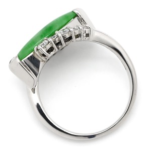 リング 指輪 ヒスイ ダイヤリング Pt900 シルバー 翡翠 グリーン  中古