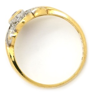 リング 指輪 ルビー ダイヤ リング K18YG ゴールド Au750 18K 18KT レッド 赤  中古