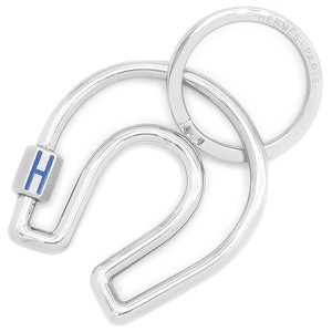 エルメス キーホルダー フェール ア シュヴァル ステンレススチール ブルー カラビナ キーリング 蹄鉄 中古