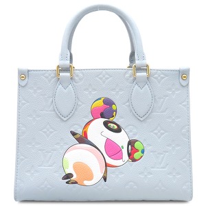 ルイヴィトン 2WAYバッグ LV × TM オンザゴー PM モノグラムアンプラント ブルー 水色 パンダ 村上隆  M13836 中古