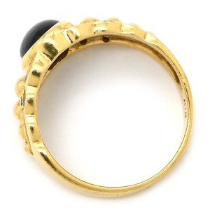 リング 指輪 ブラックスターサファイア ダイヤ リング K18YG ブラック 黒 Au750 18K 18金 オーバルカボション 天然石 中古