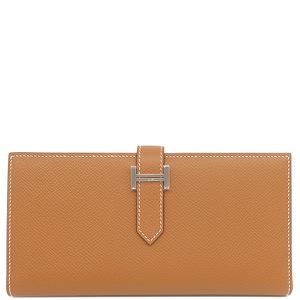 エルメス 長財布 ベアンスフレ ヴォーエプソン ブラウン未使用 茶 二つ折り財布  中古