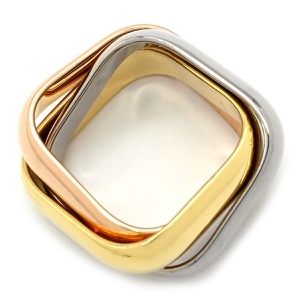 カルティエ リング 指輪 トリニティ クッション リング LM K18WG マルチカラー #49(JP9) 3連 3カラー スクエア  B4239949 中古