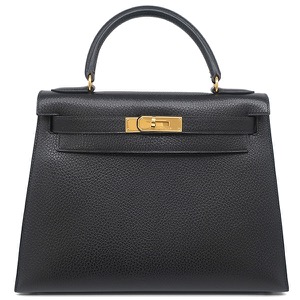 エルメス 2WAYバッグ ケリー28 外縫い アルデンヌ ブラック 黒 ショルダー   中古