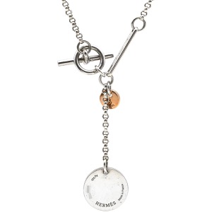 エルメス ネックレス エクスリブリス ペンダントPM K18PG シルバー 中古