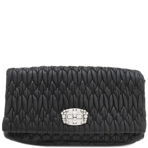 ミュウミュウ 2WAYバッグ マテラッセ クリスタル バッグ レザー ブラック 黒 チェーンストラップ ショルダー  中古