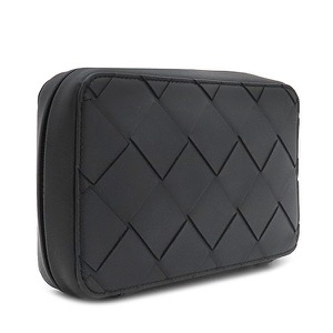 ボッテガヴェネタ ポーチ マキシ イントレチャート レザー ブラック 黒 セカンドバッグ トラベルポーチ 中古