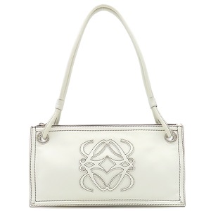 ロエベ ショルダーバッグ アナグラム ロゴ レザー ホワイト 白 中古