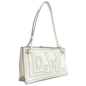 ロエベ ショルダーバッグ アナグラム ロゴ レザー ホワイト 白 中古