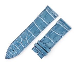 フランクミュラー 腕時計パーツ 純正 ロングアイランド(1200/1150/1100)用 クロコ クロコダイル グレー 未使用 シャイニー 艶 24mm ブルーグレー バネ棒付き 中古