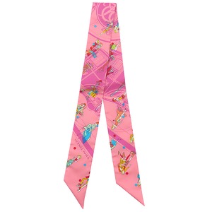 エルメス スカーフ ツイリー シルク ピンク 【Ex-Libris Les Parisiennes/エクスリブリス パリジェンヌ】  中古