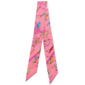 エルメス スカーフ ツイリー シルク ピンク 【Ex-Libris Les Parisiennes/エクスリブリス パリジェンヌ】  中古