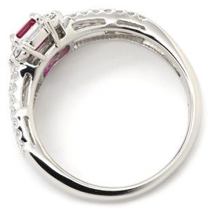 リング 指輪 ルビー ダイヤリング Pt900 シルバー レッド 赤 中古