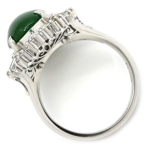 リング 指輪 ヒスイ ダイヤリング Pt900 シルバー 翡翠 グリーン  中古